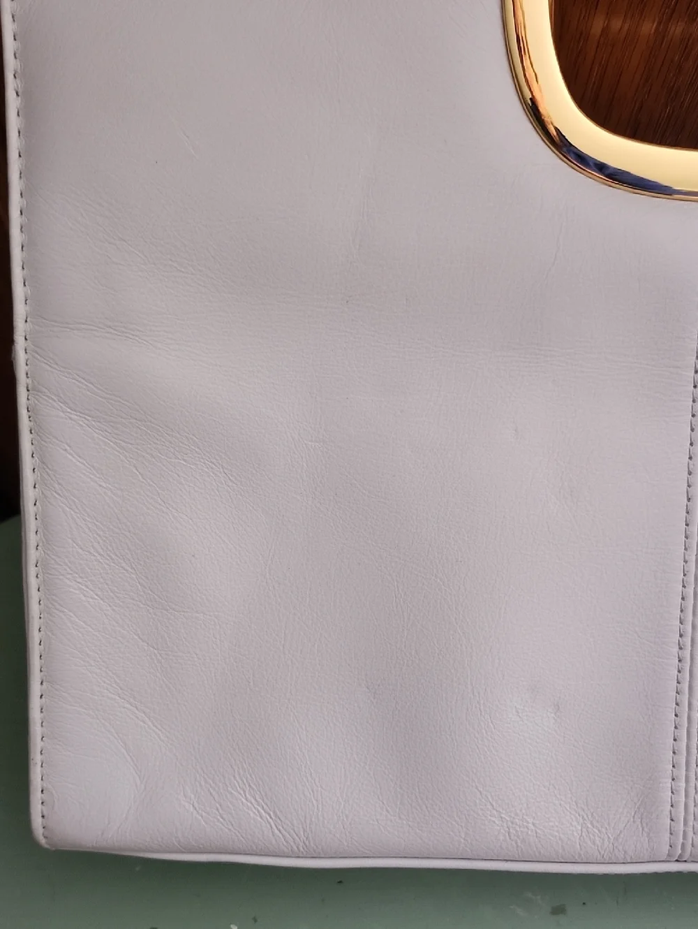 Giani Bernini White Leather Clutch with Gold Hardware